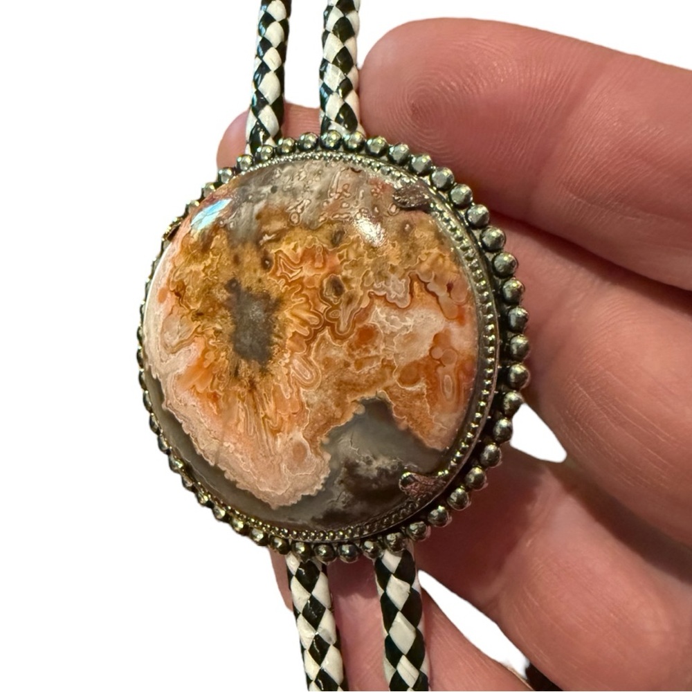 VTG JASPER Cabochon Bolo Tie Western Wear Gorpcore Desert Cowboy